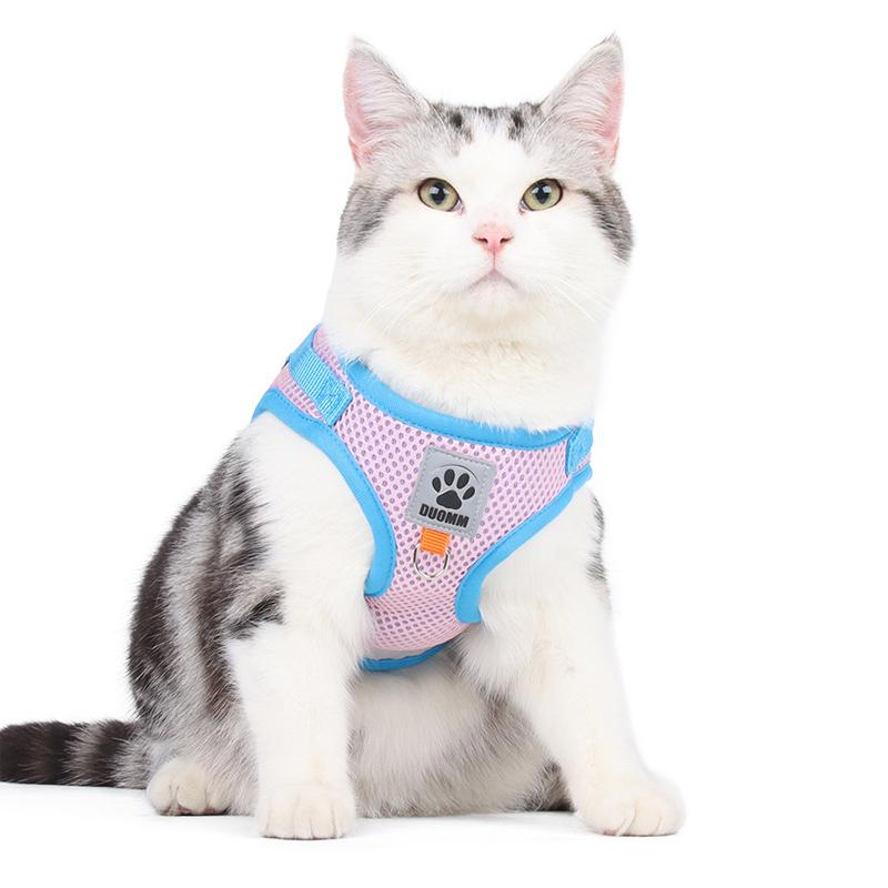 Breathable Reflective Pet Leash Vest Chest Strap Escape-Proof Pet Harness for Dogs & Cats - Full Mesh Breathable Adjustable Vest (4 Colors)