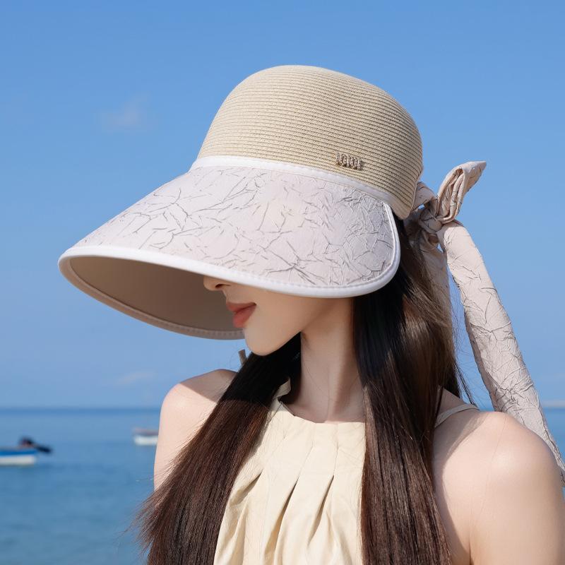 Summer Outdoor Sun Protection Hat Children Versatile Fashion Bow Straw Hat Beach Seaside Vacation Big Brim Sun Hat
