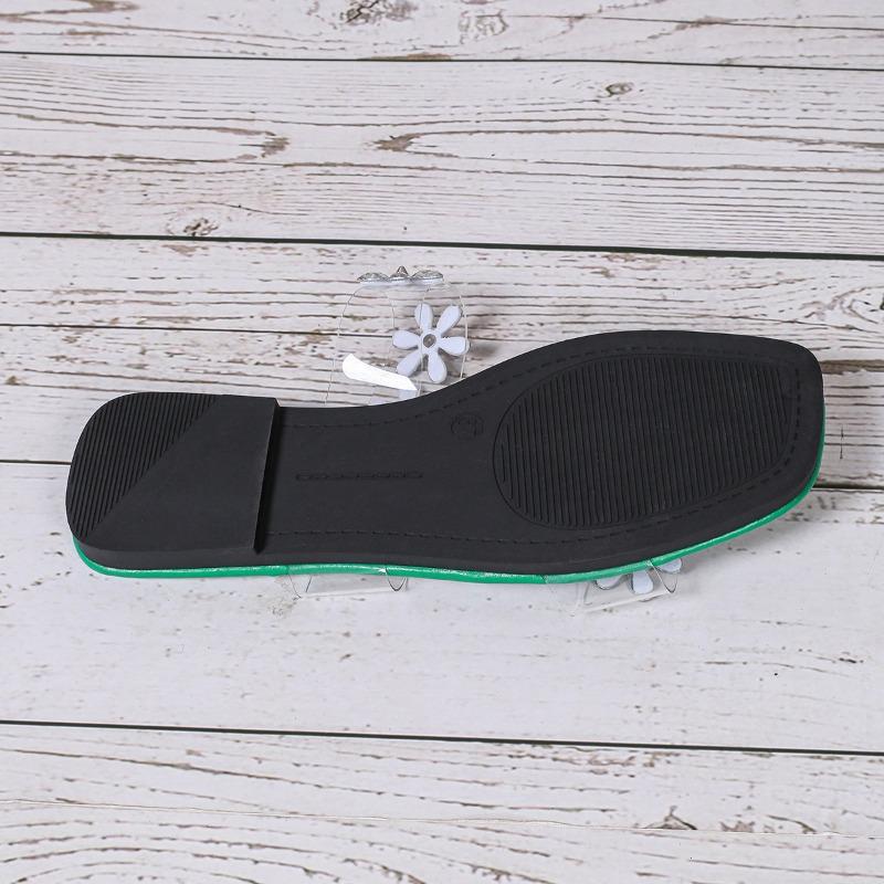 Rhinoceros Flower Flat Shoes Flip-flops Women's Transparent PVC Square Toe Flip-flops