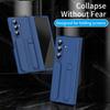 For Samsung Galaxy Z Fold7 5G Case with Tempered Glass Film Silicone Wristband Kickstand PC Phone Cover