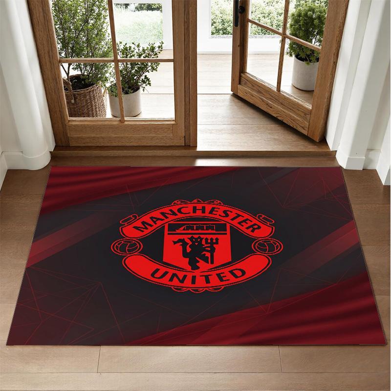 Manchester United Design Crystal Velvet Rug Soft Decorative Mat for Bedroom Entrance