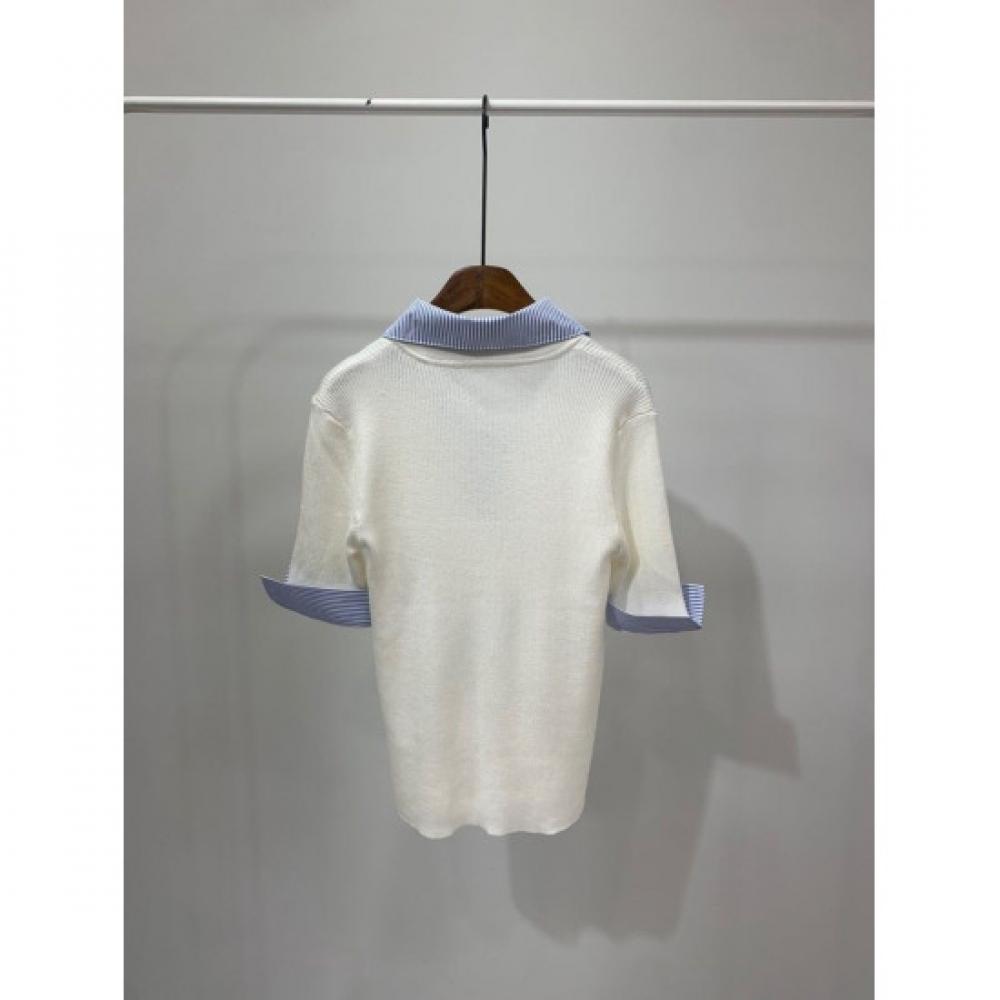 C S In The Room Janna Stripe Layered Button Knit Shirt 5 poInt 2Color C
