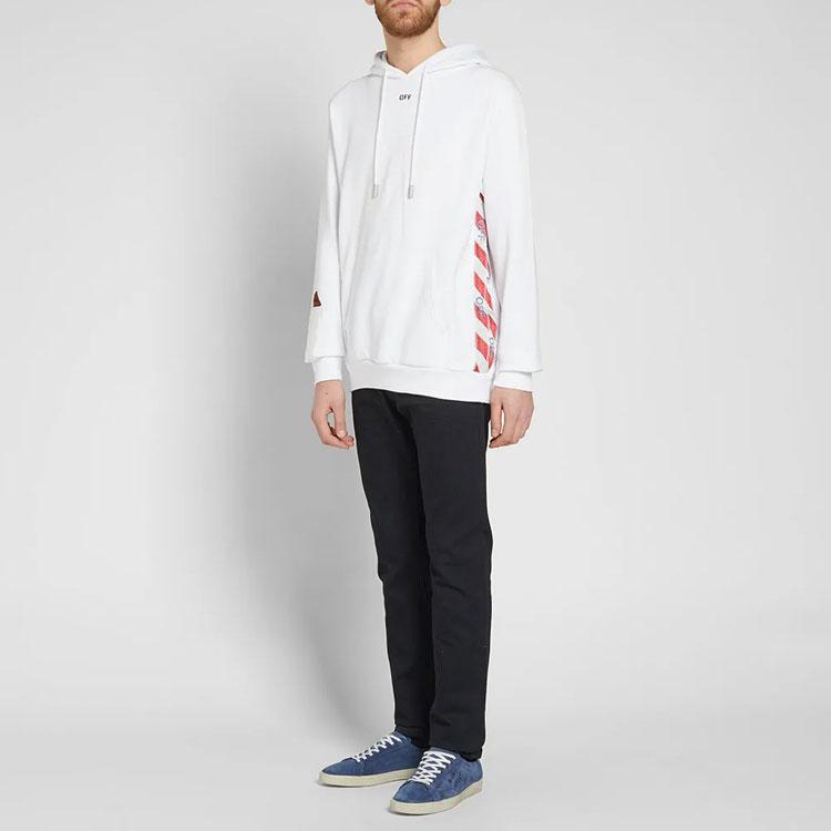 Off-White SS21 Logo Print Hooded Long Sleeve Sweatshirt Men Top White OMBB032S180030080100