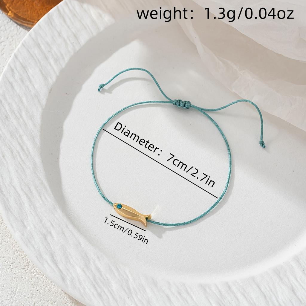 Cavigliere Carine Pesce Blu Donna Ragazze Stile Bohémien Colore Oro Animale Fatto a Mano Corda Rossa Regolabile Cavigliera Gioielli Accessori