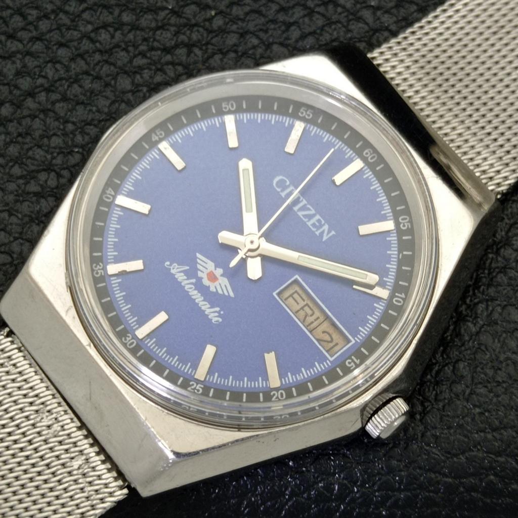 USED VINTAGE CITIZEN AUTOMATIC 8200 JAPAN MENS BLUE COLOR DIAL WATCH a434819-2 R123-a434819