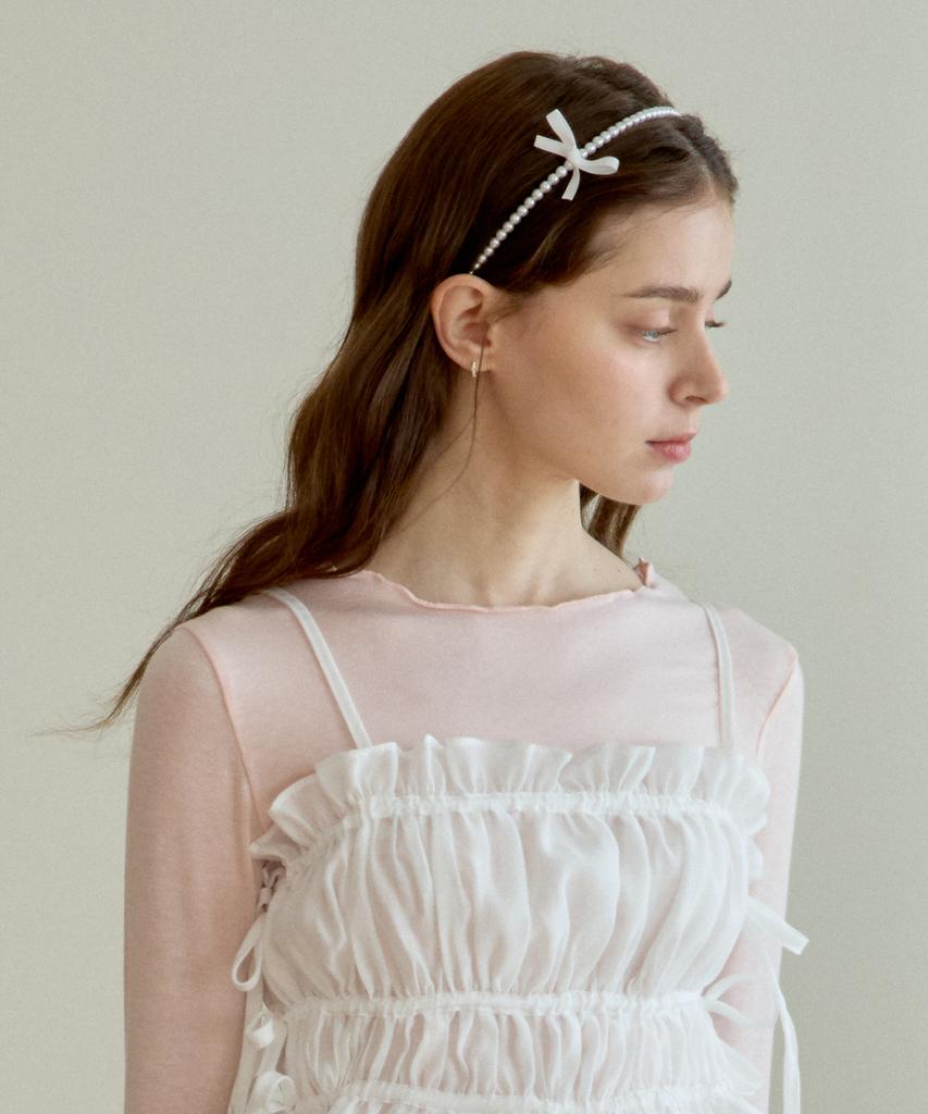 Pink Pineapple Adoring Pearl Hair Band_White