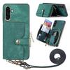 For Samsung Galaxy A56 5G PU Leather Phone Back Cover with Zipper Card Holder and Long Strap