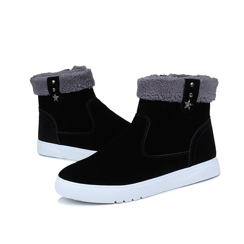 Fashion Men's Lightweight Slip-on Outdoor Ankle Boots Comfortable Winter Warm Cotton Lining Snow Boots