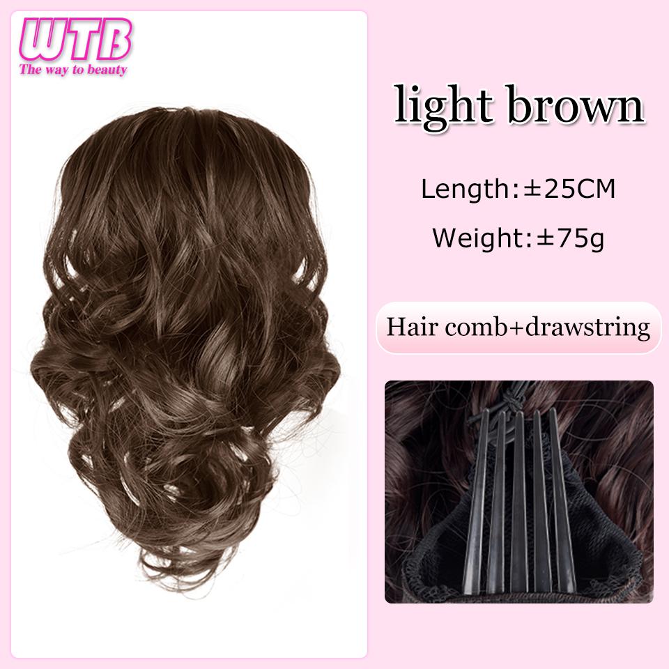 WTB Synthetic Ponytail Female Comb Pear Roll Short Ponytail Simulation Hair Natural Fluffy Big Wave Ponytail Suitable For Women