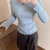 Gentle and Lazy Wind One-word Neck Sweater Bottoming Shirt Women's Spring Thin Age-reducing Long-sleeved Inner Top