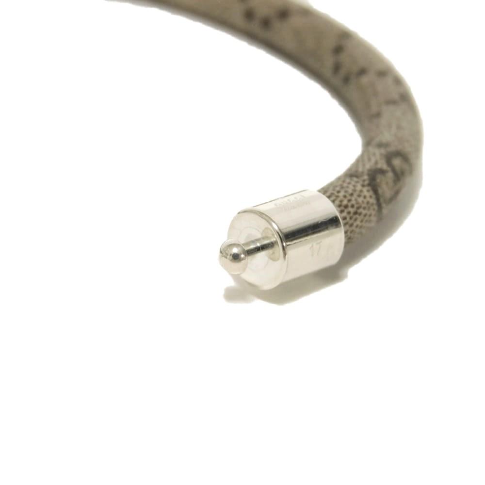 Used GG Supreme Bracelet 9539 797156 JAAGE 8163 7986 17 Double G Ebony Cord Ag925 Sterling Silver Logo Beige Unisex