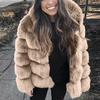 Women Faux Mink  Winter Hooded New Faux Jacket Warm Thick Outerwear Jacket