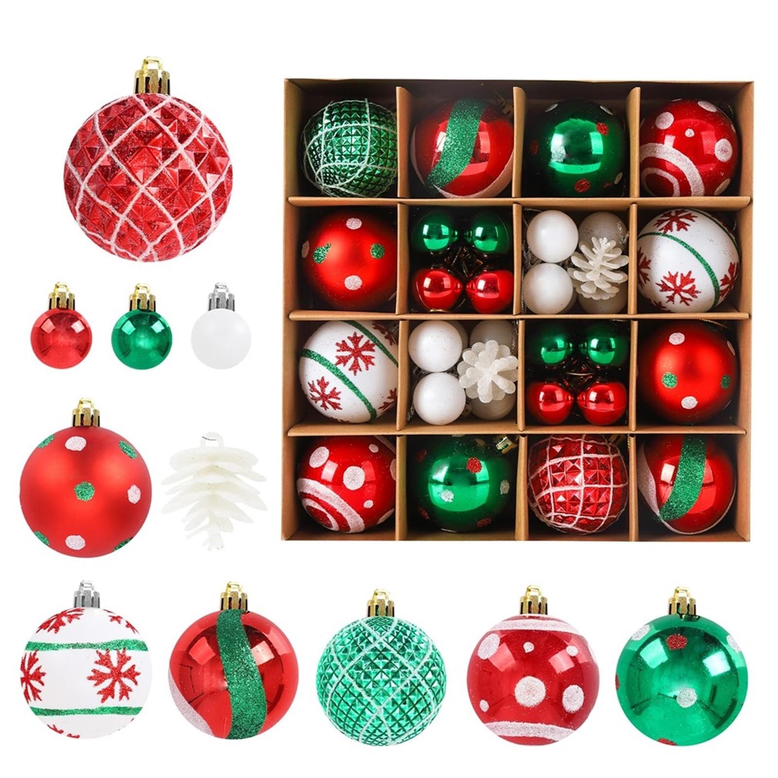

42 Pcs Christmas Ornaments Hanging Baubles Ornaments Decoration Set Delicate Xmas Theme Painting&Glittering Pendants зелёный