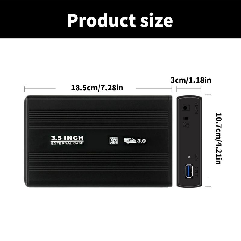 Aluminum 3.5inch Hard Drive Enclosure Case Support USB3.0 for Easy Installation and Travel