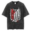 Hotblood Anima Attack on Titan Graphic Print TShirt Men Women Harajuku Vintage Washed Cotton Solf Summer New Tee Oversized Top