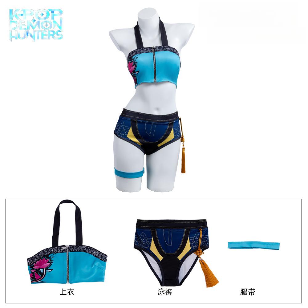 

K-pop Охотники на демонов Руми Мира Зои Косплей Купальник Горячая Распродажа Костюм 2025 Лето Женский Жилет Шорты Пальто Наряды Хэллоуин Карнавальная Вечеринка Костюм Children120