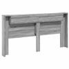 Storage Headboard with LED Lighting Grey Sonoma Wood Based Material