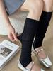 Ballet-Style Over-the-Knee Thin Summer Socks for Women - Solid Color, Calf-Slimming, Double-Needle Scrunch Design