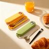 3-teiliges Set Outdoor Tragbares Besteckset 304 Edelstahl Löffel Essstäbchen Set Mit Niedlicher Box Wiederverwendbar Studenten Kinder Besteckset