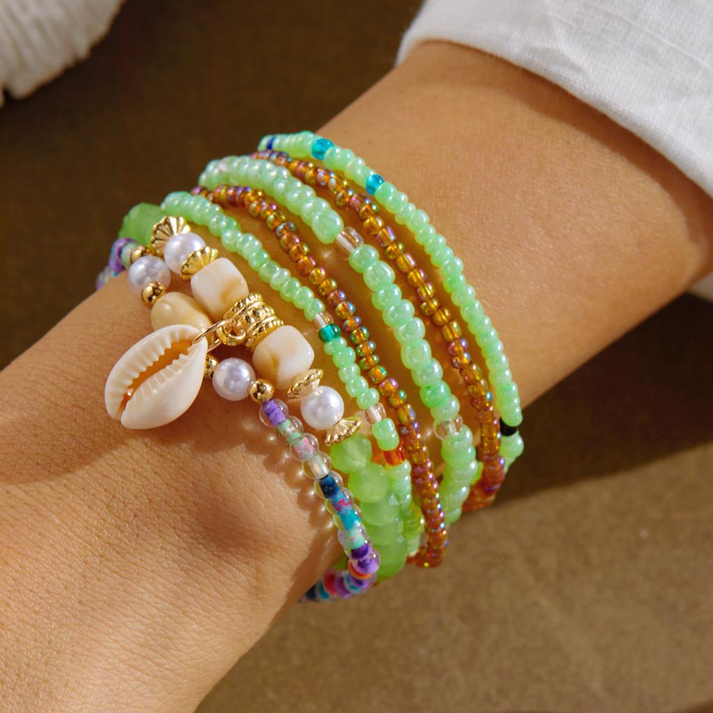 3/8 Stuks Boheemse Schelp Zeester Kralen Armband Set voor Vrouwen Zomer Strand Meerlaagse Gestapelde Parel Armbanden Feest Charme Sieraden