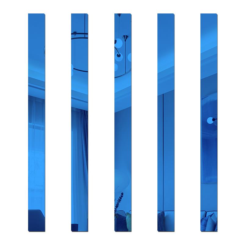 

3D Зеркальные полосы Наклейка на стену Акриловая декоративная линия Золото Серебро для фона Стена Потолок Край Полоса Гостиная Домашний декор 5x20cm 10pcs синий