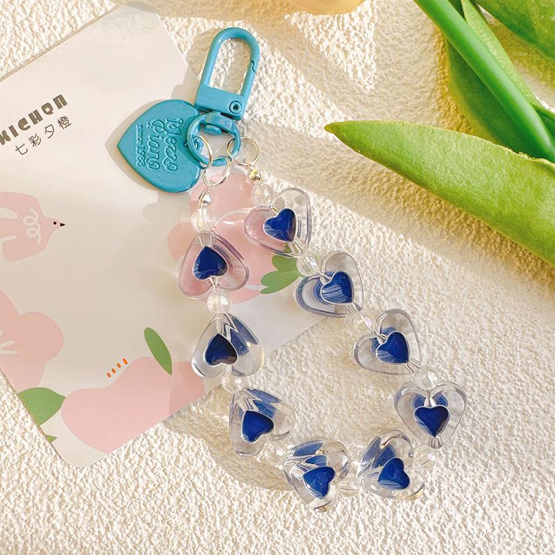 Kreativní barevný akrylový přívěsek na mobil ve tvaru srdce, klíčenka, ozdoba na tašku, řetízek, dekorace na pouzdro na sluchátka, příslušenství na klíče od auta