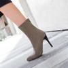 Back zipper pointed short boots for women, slim heels, suede, slim legs, high heels, elastic
