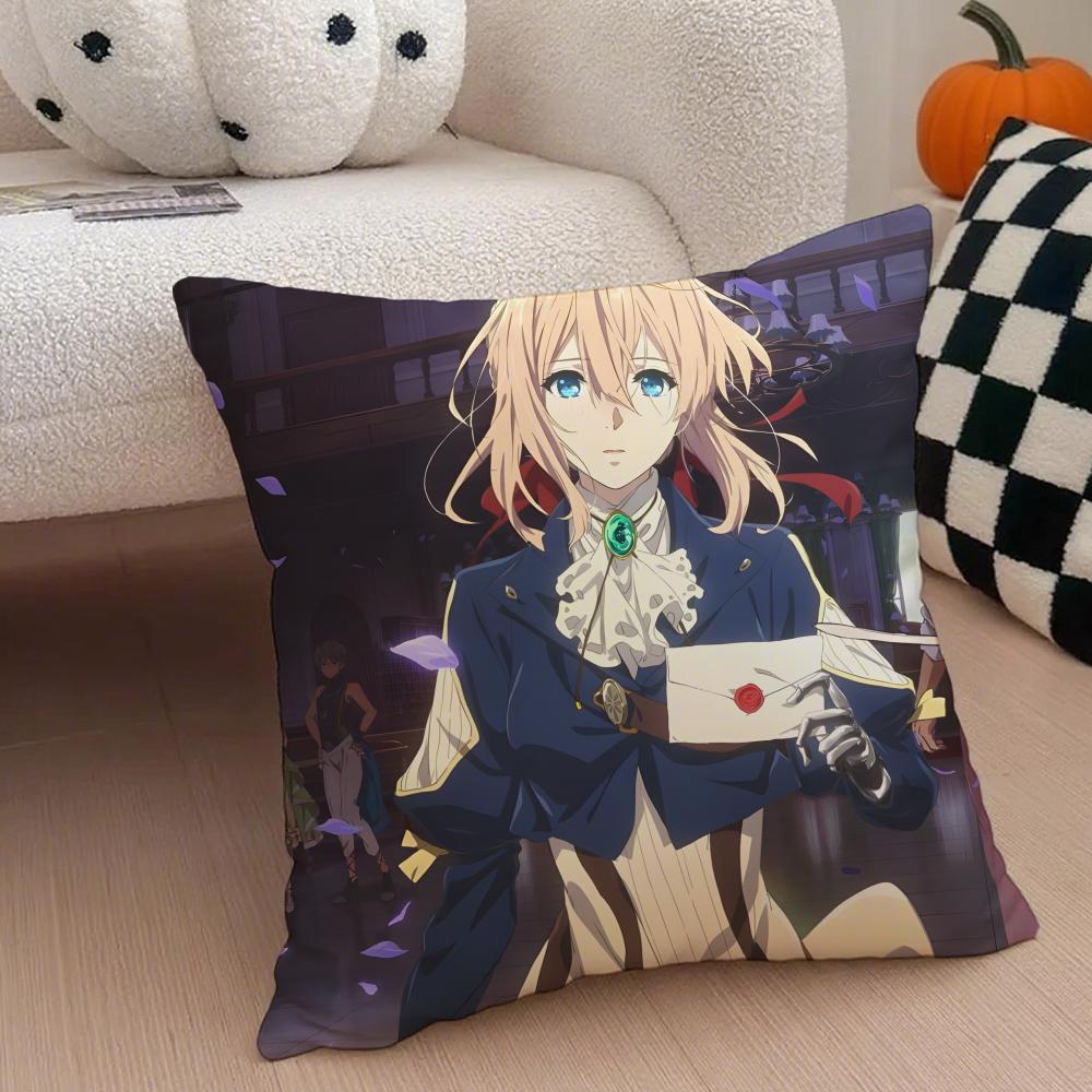 Comely Beautiful VViolet Evergarden Cushion Cover Throw Pillow Cover Hidden Button Durable Polyester Chair Cushion