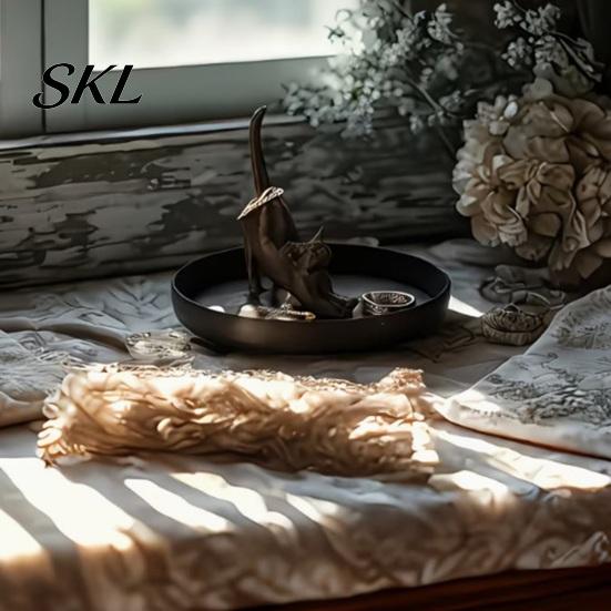Small Jewelry Organizer 3D Printed Cat Tray, Desktop for Rings Black And White Tray Earrings, Cute Kitten Decorative Storage Dish Home Vanity