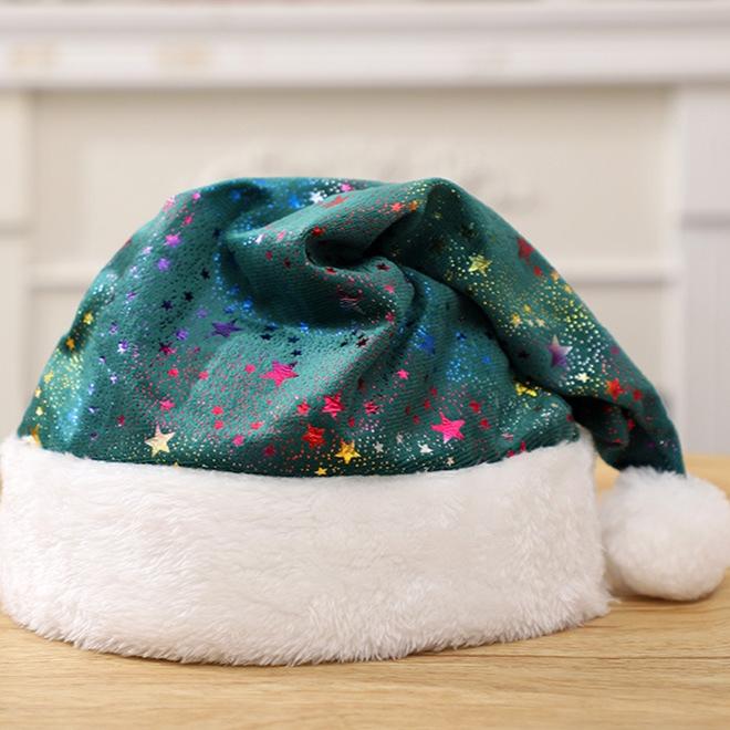 Christmas Hat New Style Red Super Soft Gold Plated Colorful Stars Adult Christmas Hat Festive Party Dress Up Hat