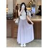 [Chiffon Fabric + Lined] Pink Skirt Women's New Summer Thin Gentle Long Dress Showing Thin Cake