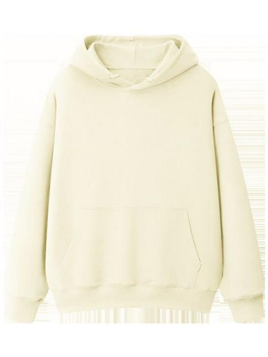 Fleece-Lined Thickened Hua Cotton Drop-Shoulder Hoodie - 2023 Autumn/Winter Solid Color Loose Hooded Sweatshirt with High Neck