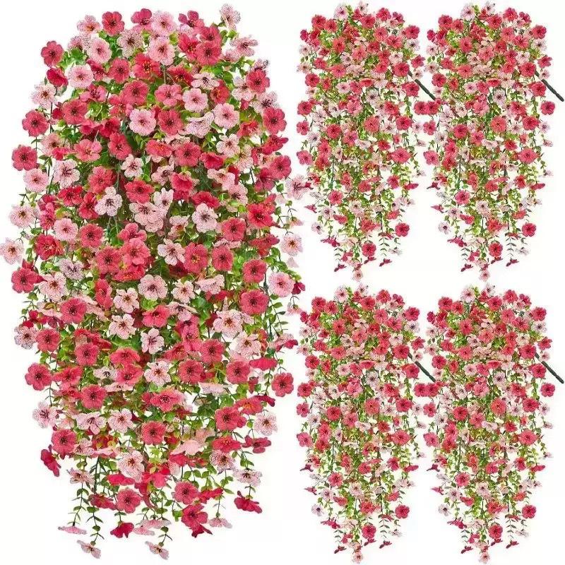Подвесные фиолетовые искусственные цветы эвкалипта - 45 ячеек, ручная работа, украшение для двора