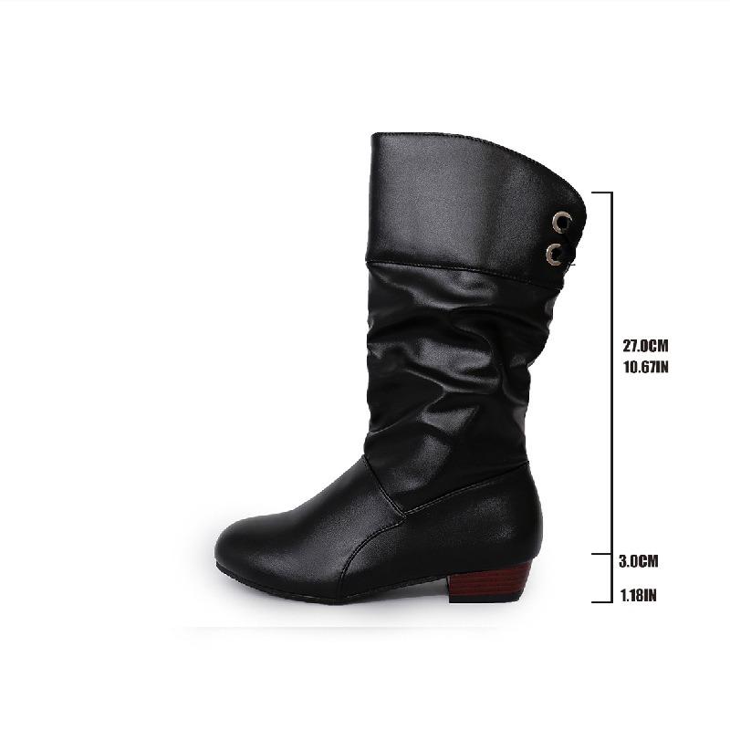 Cross-border New Large-size Lace-up Thin High Boots Women's Autumn and Winter White Student Thick-heeled Leather Knight Boots