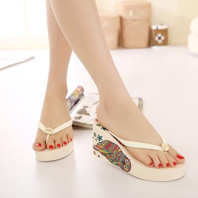Comemore New Comfortable Wedge Platform 11cm Slope Heel Slippers Women's Shoes Summer Flip-flops Korean High Heels Sandals