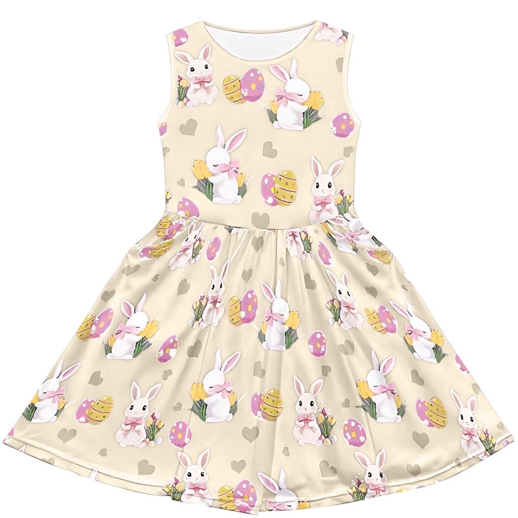 Children's Fashionable Comfortable Casual Sleeveless Easter Print Dress