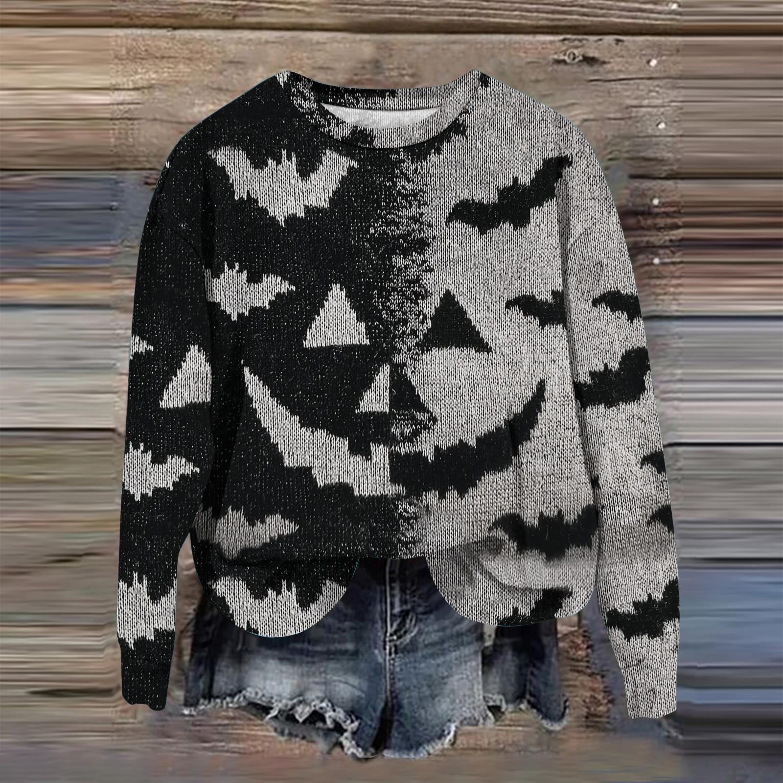 

Женская мода с принтом, длинный рукав, свободный круглый вырез, свитшот, осень M чёрный