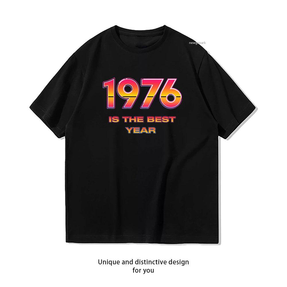 

Vintage 1976 Retro Neon The Best Year Birthday tshirt Women Unisex Casual cotton graphic t shirts Adult streetwear tops tee S
