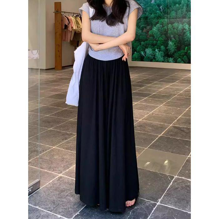 

Korean Style Maternity Tummy Support Pants - Loose Fit, Slim Wide-Leg Draping Skirt Pants for Autumn and Spring. M чёрный