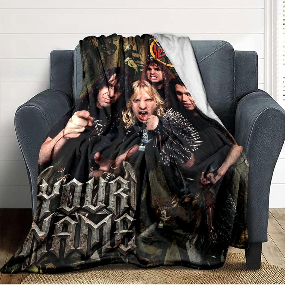 Name Custom Slayer Band Print Flannel Blanket High Quality Warm Comfortable Cover for All Seasons Perfect for Gifts Home Decor