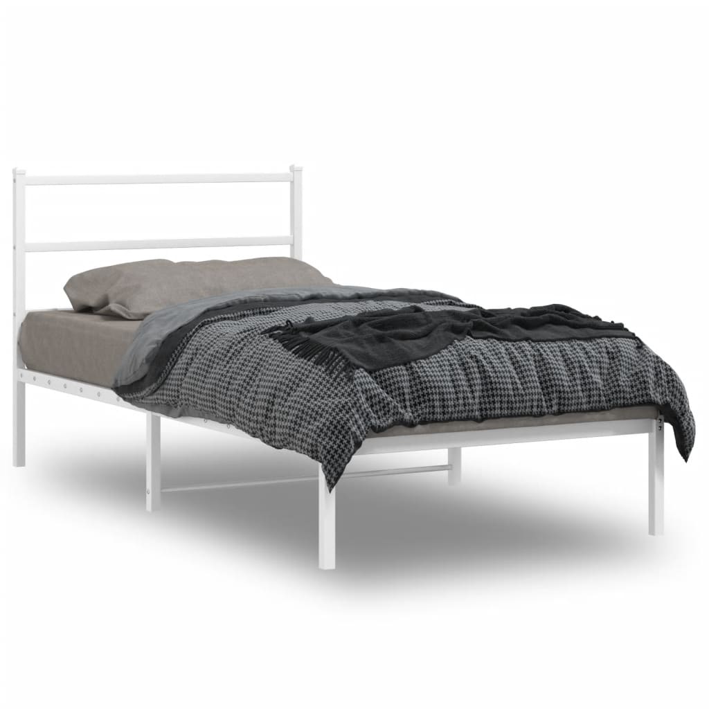 Vidaxl Struttura Letto in Metallo con Testiera, Bianca, 100X190 Cm