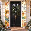 2D Flat, 2pcs Fall Sunflower Pumpkin Garland Banner with Couplet Banners - Autumn Harvest Door Decor Suitable for Christmas, Hanging Flags for Porch, 