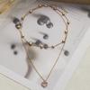 Heart Frame Pendant Necklace Trendy Accessory Alloy Texture Double Layer Chain Jewelry for Casual and Special Occasion