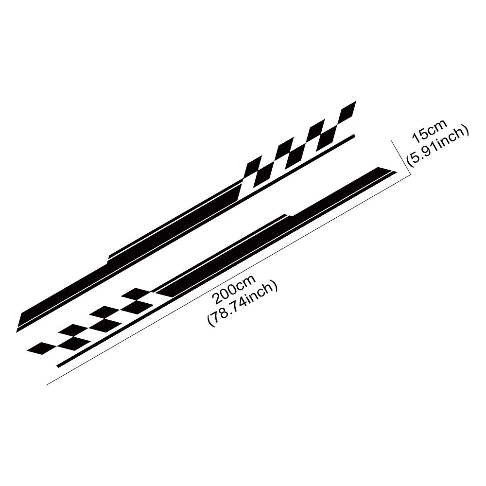 Car Body Side Skirt Stickers Sports Racing Striped Grid Pattern Vinyl Decals Auto Body Styling Decoration Stickers Accessories