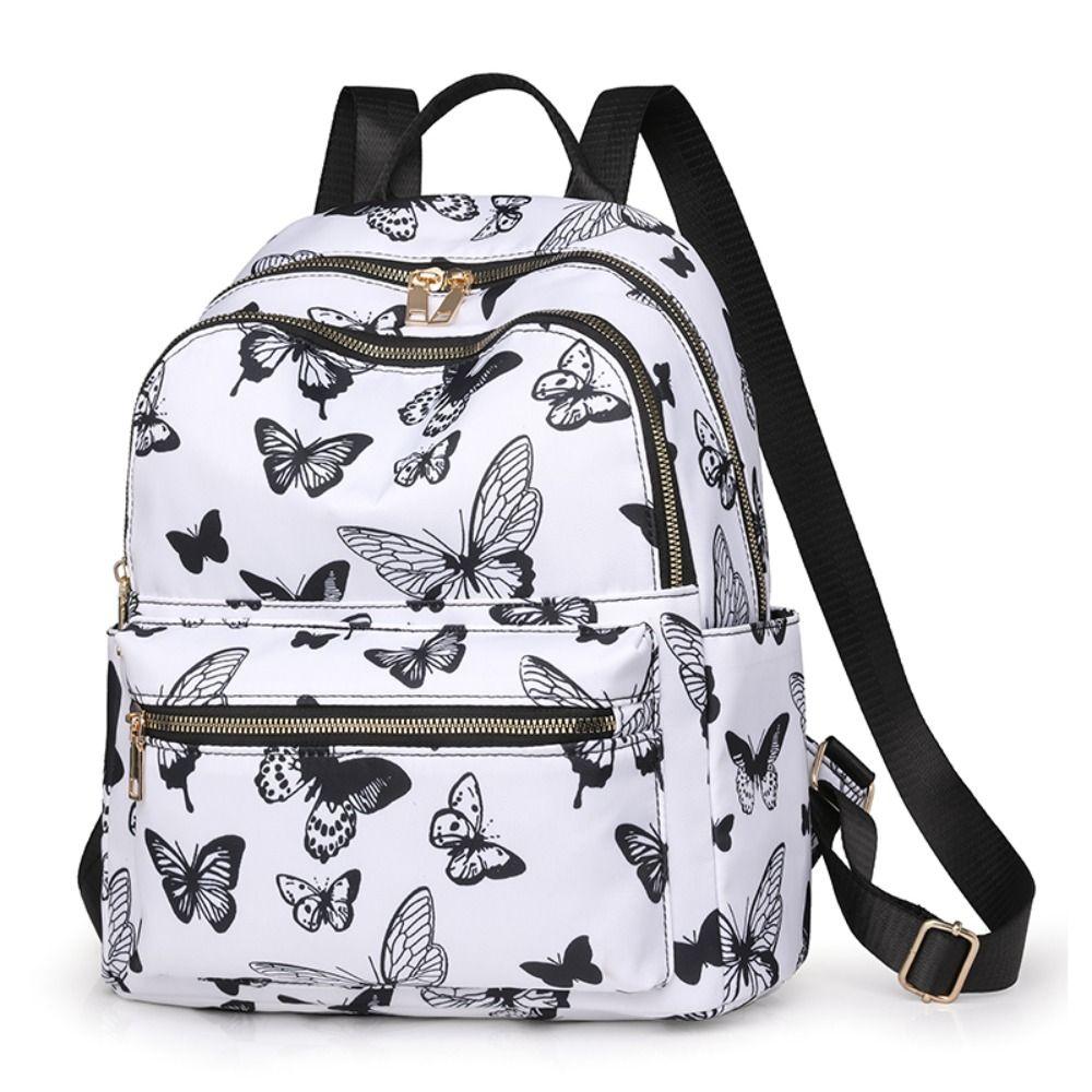 Simple Large-Capacity Women's Backpack Waterproof Nylon Shoulder Bags Printing Student Schoolbag Outdoor