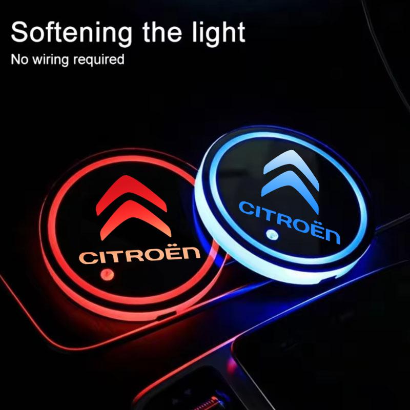 7 Color LED Car Cup Holder Light Luminous Coaster Water Cup Pad For Citroen C3 C4 X7 Xsara Picasso Crosser C-ELYSEE JUMPY NEMO