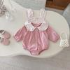 Autumn 2025 Peter Pan Collar Long Sleeve Baby Romper with Rabbit Ears for Girls