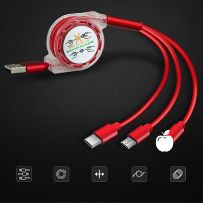 Data Line Copper One-to-three Multi-function Telescopic Fast Charging Data Cable