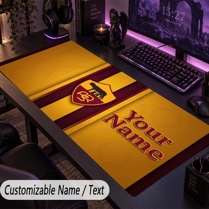 Custom Text Big Mousepad, Extended Desk Pad For Laptop Work GameAS Roma FC