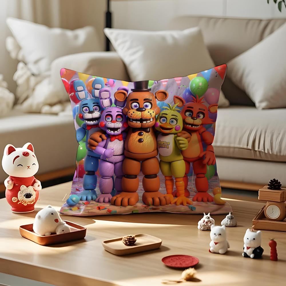Movie Five N-Nights At F-Freddys2 Cushion Cover Anti-dustmite Pillowcase Invisible Zipper Silky Short Plush Sofa Cushion Cover